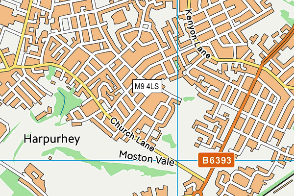 M9 4LS map - OS VectorMap District (Ordnance Survey)