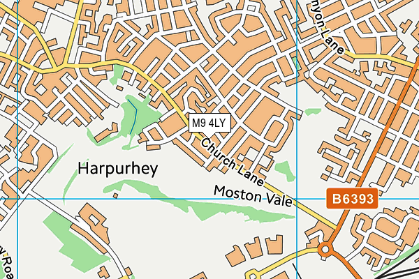 M9 4LY map - OS VectorMap District (Ordnance Survey)