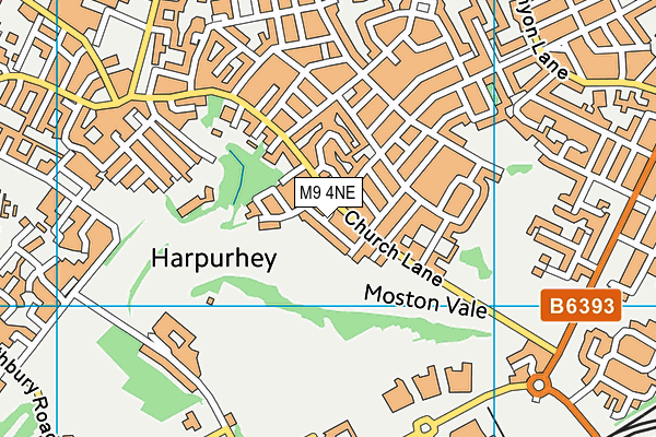 M9 4NE map - OS VectorMap District (Ordnance Survey)