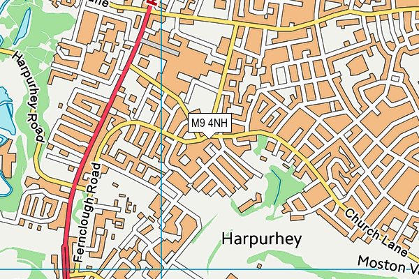 M9 4NH map - OS VectorMap District (Ordnance Survey)