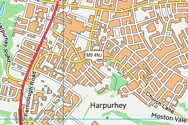 M9 4NJ map - OS VectorMap District (Ordnance Survey)