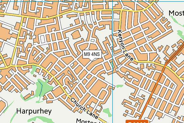 M9 4NS map - OS VectorMap District (Ordnance Survey)