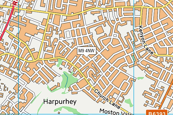 M9 4NW map - OS VectorMap District (Ordnance Survey)