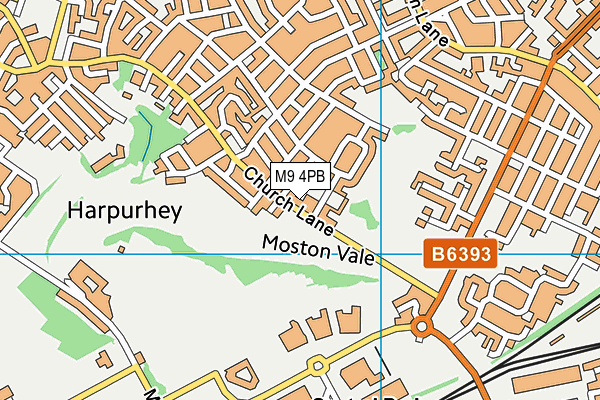 M9 4PB map - OS VectorMap District (Ordnance Survey)
