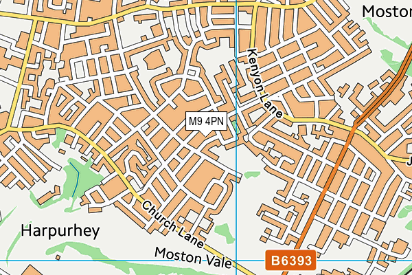M9 4PN map - OS VectorMap District (Ordnance Survey)