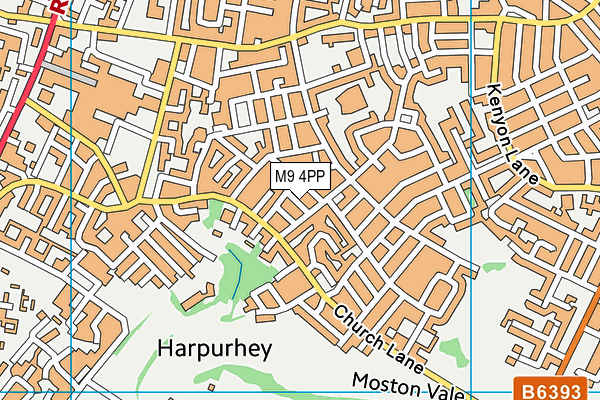 M9 4PP map - OS VectorMap District (Ordnance Survey)