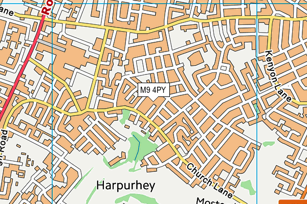 M9 4PY map - OS VectorMap District (Ordnance Survey)