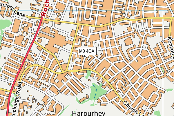 M9 4QA map - OS VectorMap District (Ordnance Survey)