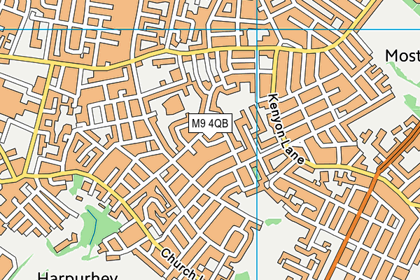 M9 4QB map - OS VectorMap District (Ordnance Survey)