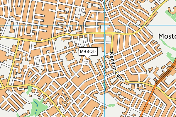 M9 4QD map - OS VectorMap District (Ordnance Survey)