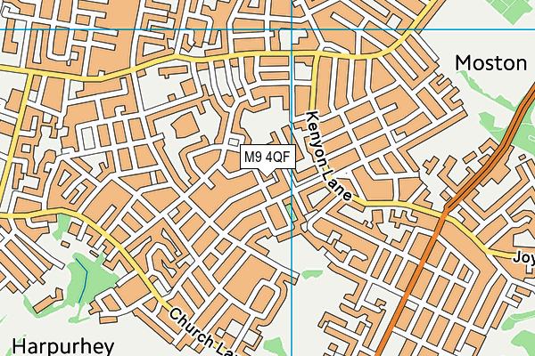 M9 4QF map - OS VectorMap District (Ordnance Survey)