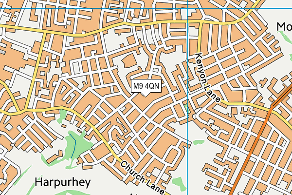 M9 4QN map - OS VectorMap District (Ordnance Survey)