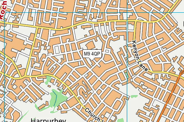 M9 4QP map - OS VectorMap District (Ordnance Survey)