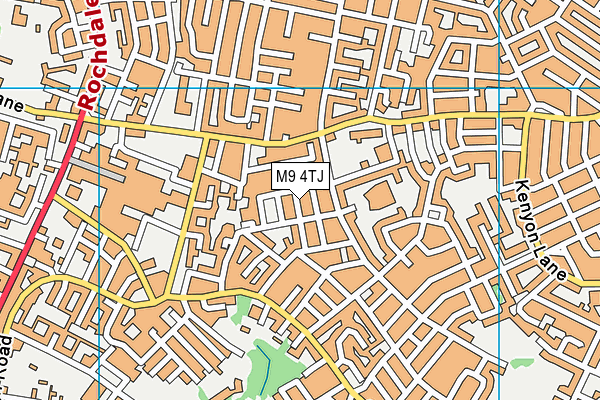 M9 4TJ map - OS VectorMap District (Ordnance Survey)