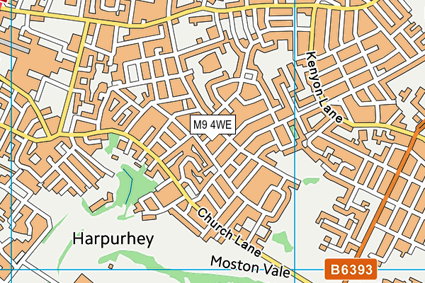 M9 4WE map - OS VectorMap District (Ordnance Survey)