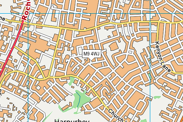 M9 4WJ map - OS VectorMap District (Ordnance Survey)