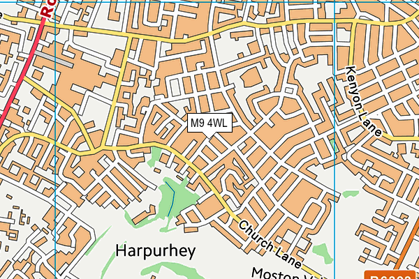 M9 4WL map - OS VectorMap District (Ordnance Survey)