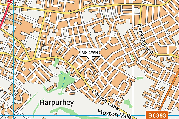 M9 4WN map - OS VectorMap District (Ordnance Survey)