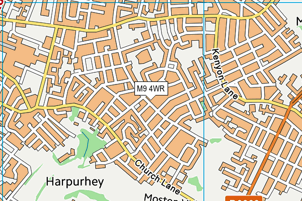 M9 4WR map - OS VectorMap District (Ordnance Survey)
