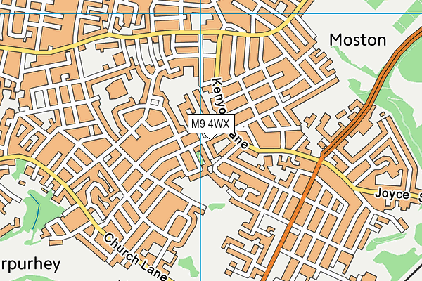 M9 4WX map - OS VectorMap District (Ordnance Survey)