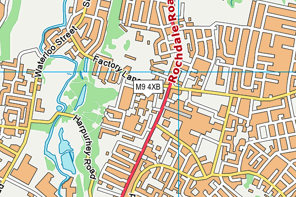 M9 4XB map - OS VectorMap District (Ordnance Survey)