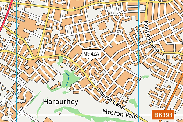 M9 4ZA map - OS VectorMap District (Ordnance Survey)