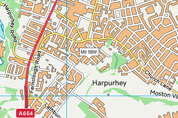 M9 5BW map - OS VectorMap District (Ordnance Survey)