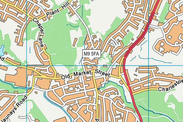 M9 5FA map - OS VectorMap District (Ordnance Survey)