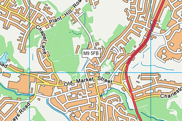 M9 5FB map - OS VectorMap District (Ordnance Survey)