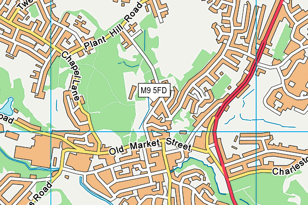 M9 5FD map - OS VectorMap District (Ordnance Survey)