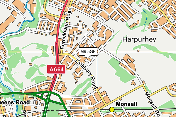 M9 5GF map - OS VectorMap District (Ordnance Survey)