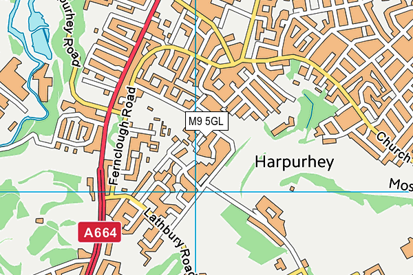 M9 5GL map - OS VectorMap District (Ordnance Survey)