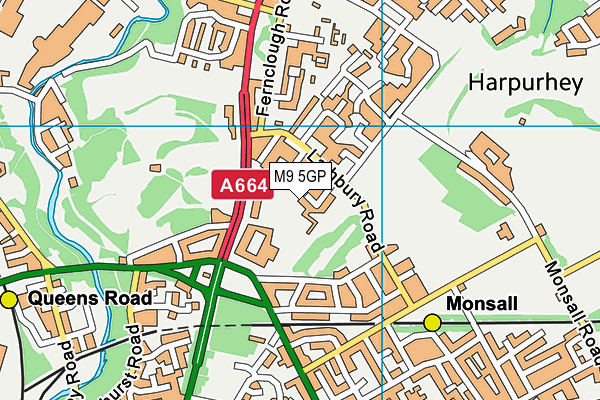 M9 5GP map - OS VectorMap District (Ordnance Survey)