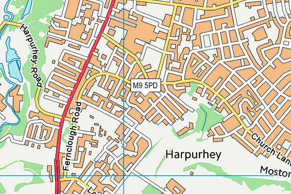 M9 5PD map - OS VectorMap District (Ordnance Survey)