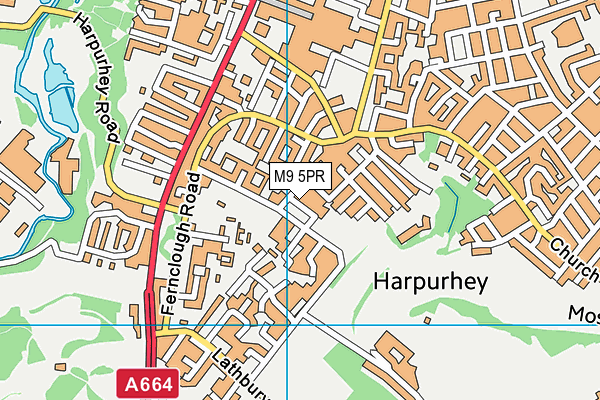 M9 5PR map - OS VectorMap District (Ordnance Survey)