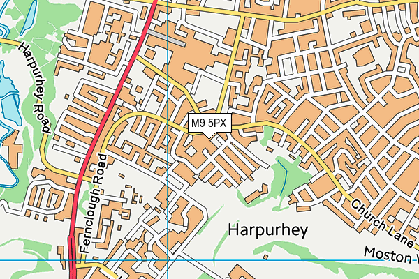 M9 5PX map - OS VectorMap District (Ordnance Survey)