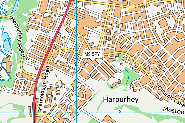 M9 5PY map - OS VectorMap District (Ordnance Survey)