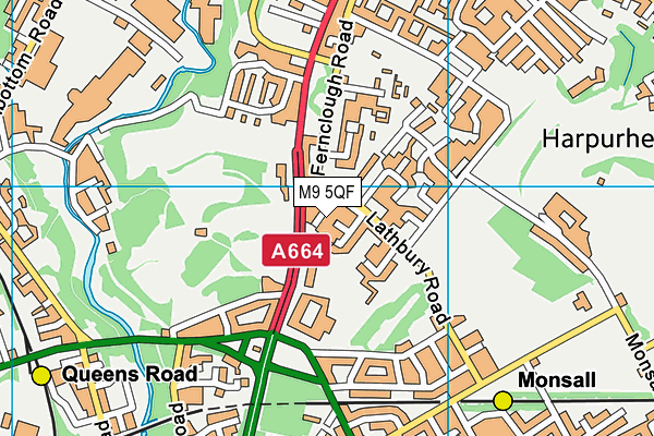 M9 5QF map - OS VectorMap District (Ordnance Survey)