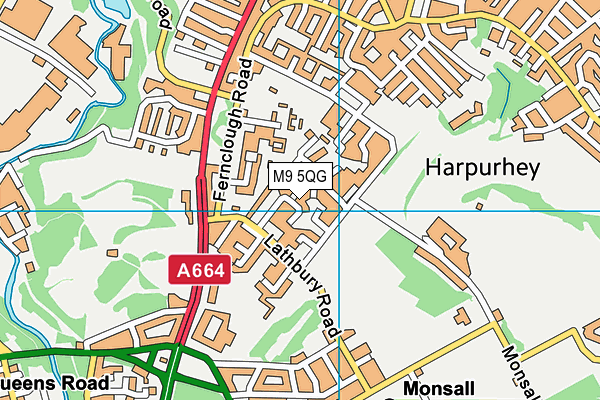 M9 5QG map - OS VectorMap District (Ordnance Survey)