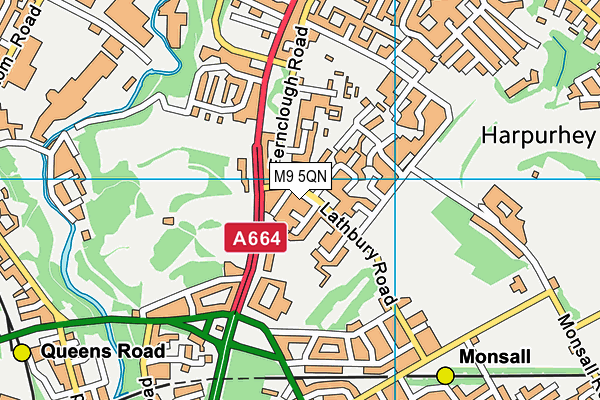 Manchester Communication Primary Academy map (M9 5QN) - OS VectorMap District (Ordnance Survey)