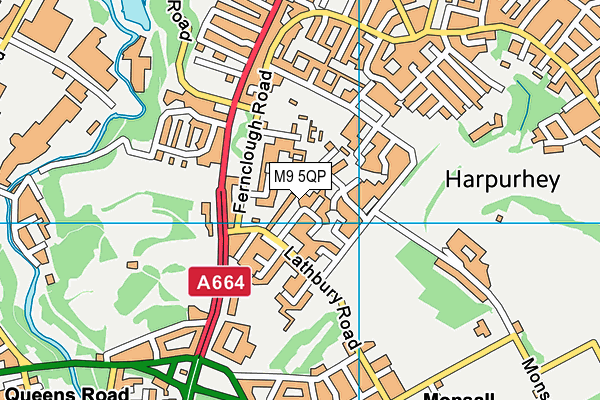 M9 5QP map - OS VectorMap District (Ordnance Survey)