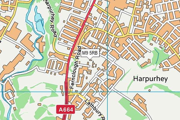 M9 5RB map - OS VectorMap District (Ordnance Survey)