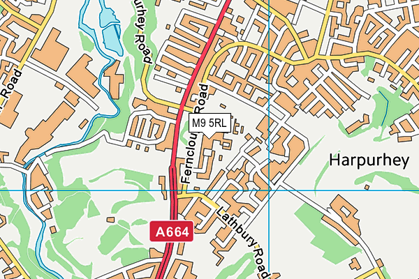 M9 5RL map - OS VectorMap District (Ordnance Survey)