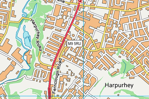 M9 5RU map - OS VectorMap District (Ordnance Survey)