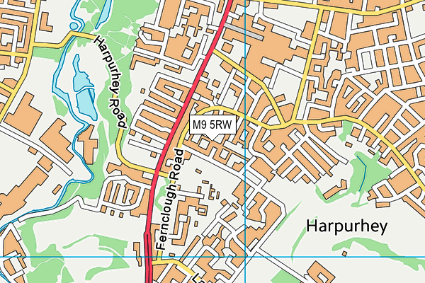 M9 5RW map - OS VectorMap District (Ordnance Survey)