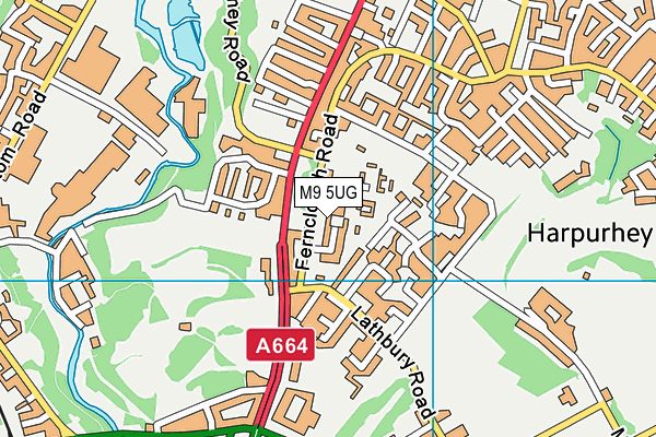 M9 5UG map - OS VectorMap District (Ordnance Survey)