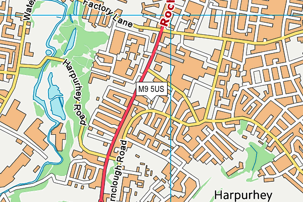Harpurhey Alternative Provision School map (M9 5US) - OS VectorMap District (Ordnance Survey)