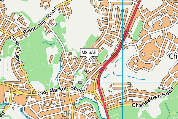 M9 6AE map - OS VectorMap District (Ordnance Survey)