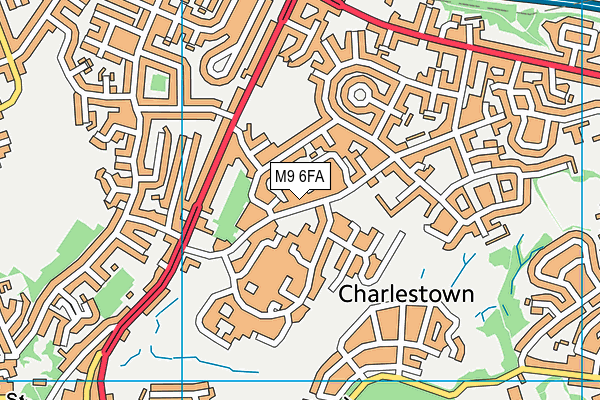 M9 6FA map - OS VectorMap District (Ordnance Survey)