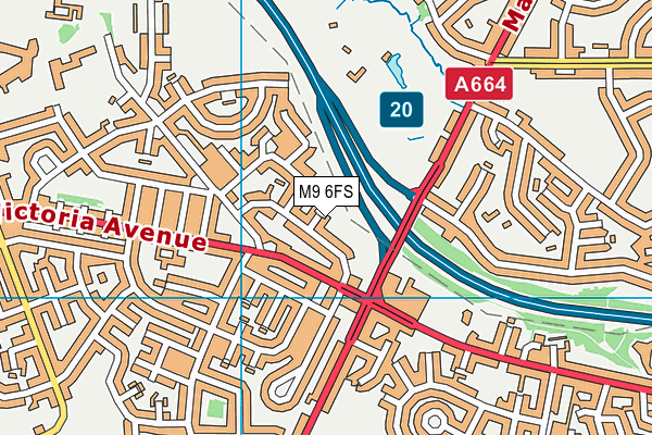 M9 6FS map - OS VectorMap District (Ordnance Survey)